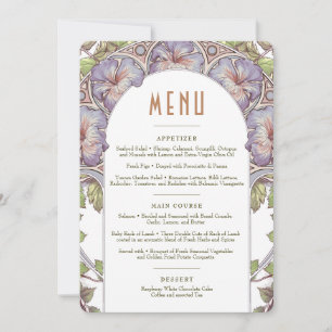 Petunia Menu Bröllop Vintage Art nouveau av Mucha Inbjudningar