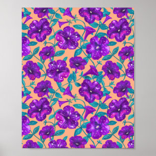 Petunia Night Himlar på aprikobakgrund Throw Pill Poster