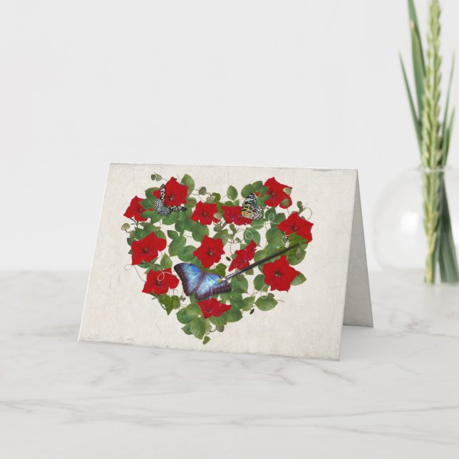 petunia och fjärilhjärta med borst kort (Framsida)