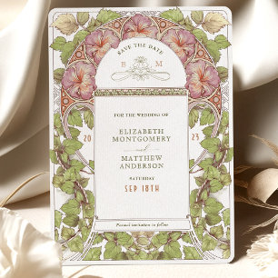 Petunia Sparade datumet Vintagen Art nouveau av Mu Inbjudningar