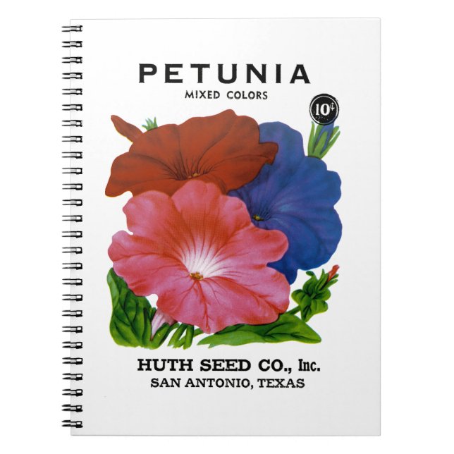 Petunia Vintage Seed Packet Anteckningsbok Med Spiral (Framsidan)
