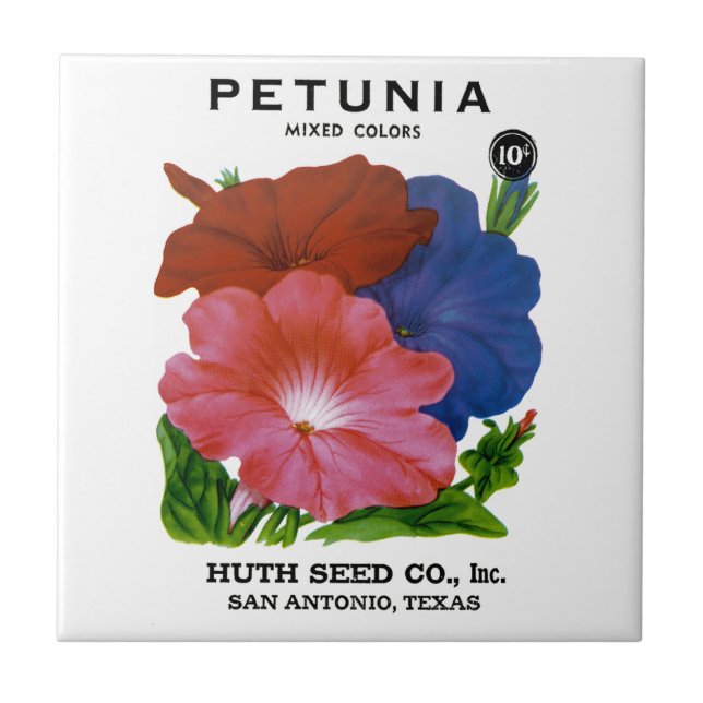 Petunia Vintage Seed Packet Kakelplatta (Framsidan)