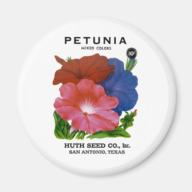 Petunia Vintage Seed Packet Magnet (Framsidan)
