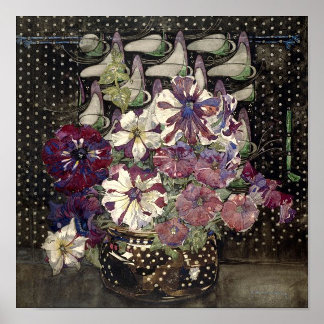 Petunias av Charles Rennie Mackintosh Poster (Framsidan)