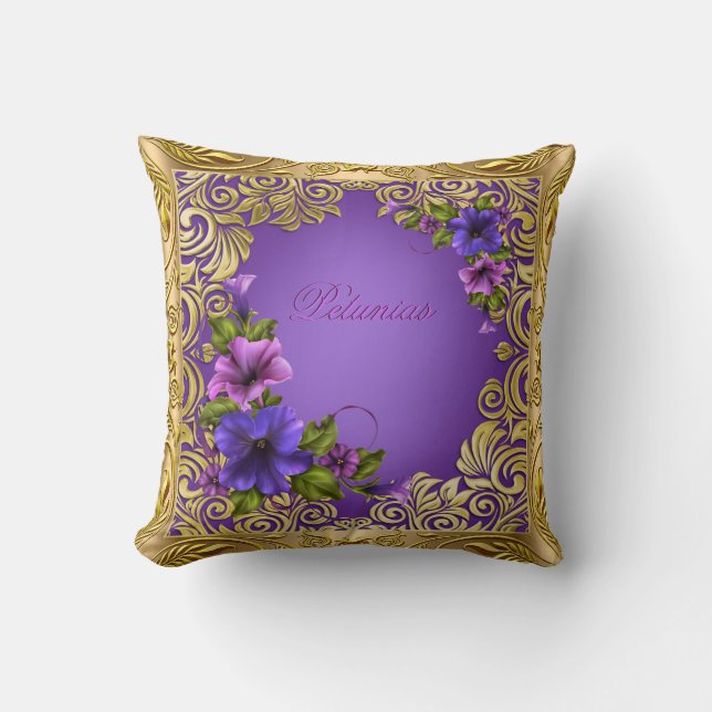 Petunias Lila Rosa Pillows Girly Kudde (Framsida)