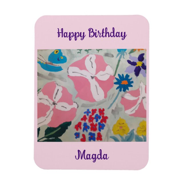 Petunias & Summer Flowers Birthday Magnet (Vertikal)