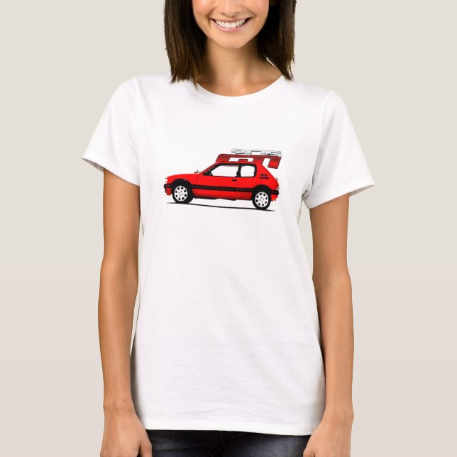 PEUGEOT 205 GTI ADVERT340 T SHIRT (Framsida)