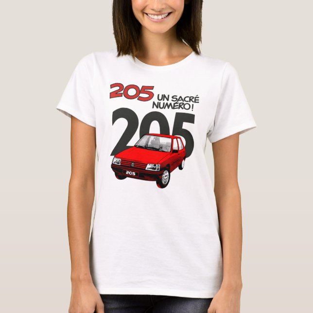 PEUGEOT 205 RED342 T SHIRT (Framsida)