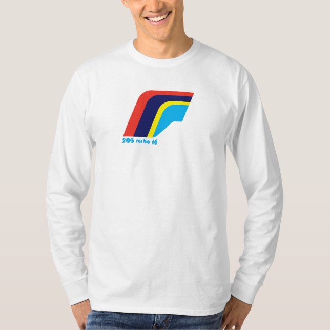Peugeot 205 Turbo Rally Car Symbol T-shirt (Framsida)