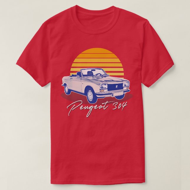 Peugeot 304 Cabriolet Vintage Sunset Design T Shirt (Design framsida)