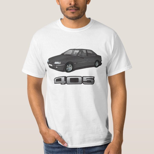 Peugeot 405 SRi + modellbricka, svart, DIY Tröja (Framsida)