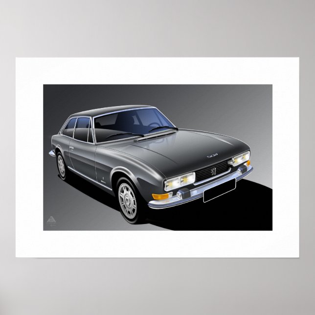 Peugeot 504 Kupe Poster illustration (Framsidan)