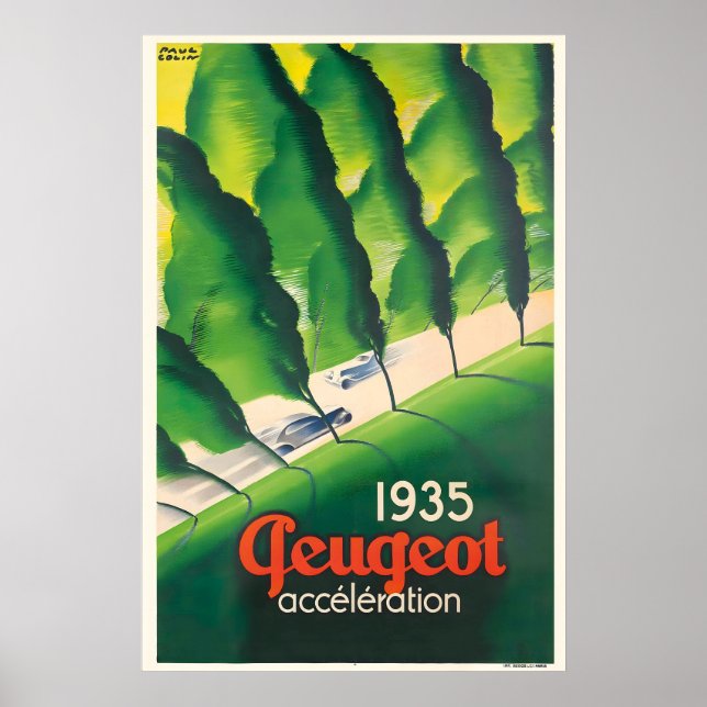 Peugeot Automobile 1935 Årgångs Bil Affisch (Framsidan)
