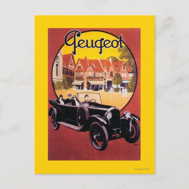 Peugeot Automobile Promotional Poster Vykort (Framsida)