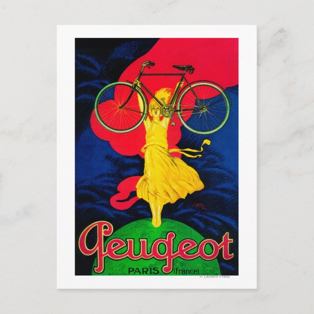 Peugeot Bicycle Vintage Poster Europe Vykort (Framsida)