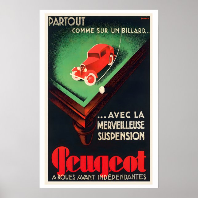 Peugeot - Oberoende framhjul -  Vintage bil Poster (Framsidan)