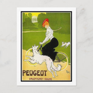 Peugeot Woman med Hund Vykort