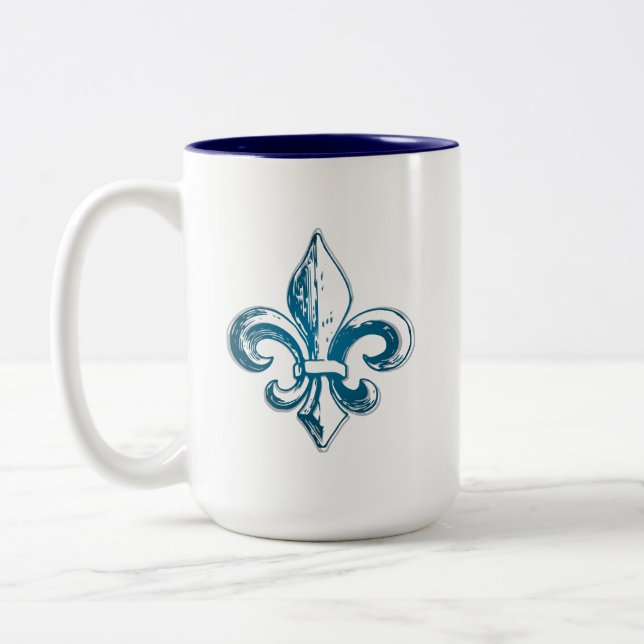 Peuple Français Fleur de Lys médievale fraternité Två-Tonad Mugg (Vänster)