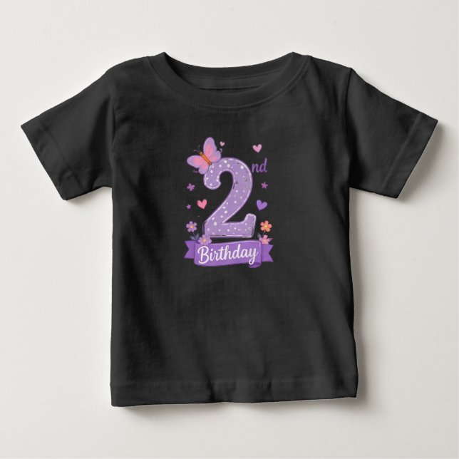 Peuter 2-års födelsedags fjärilsskjorta t shirt (Framsida)