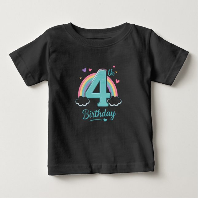Peuter 4-årsdag Regnbåge T-Shirt (Framsida)