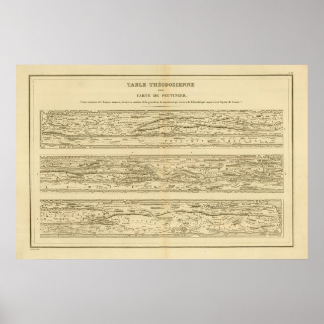 Peutinger, Bord Theodosian Dite Card Poster (Framsidan)