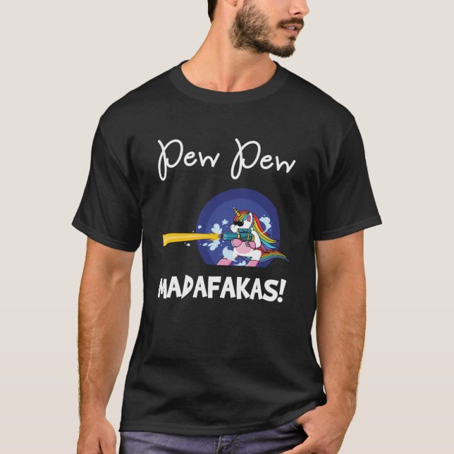 PEW Madafakas fantastiska Arg Rainbow Unicorn med  T Shirt (Framsida)