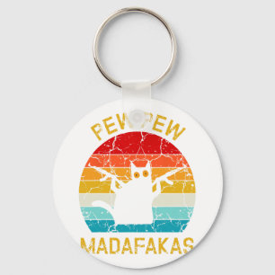Pew Madafakas Pew Guns Funny Black Cat Retro Vinta Nyckelring