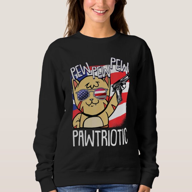Pew Pawtriotic Cat 4 juli Patriotic Ameri T Shirt (Framsida)