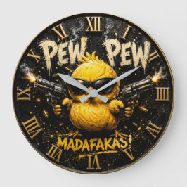Pew Pew Funny Badass Chick Humor Stor Klocka