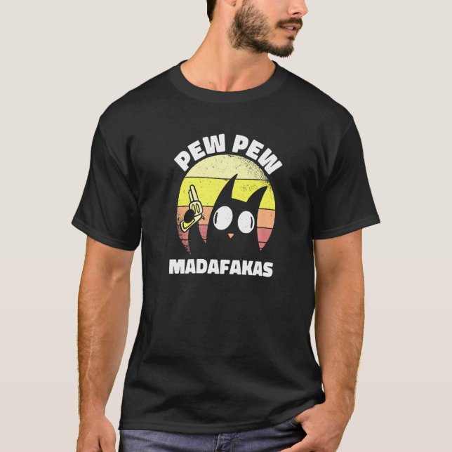 Pew Pew Madafakas Antik Katt T Shirt (Framsida)