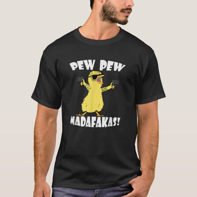 Pew Pew Madafakas Crazy Chick Graphic Funnys T Shirt (Framsida)