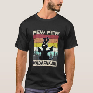 Pew Pew Madafakas Crazy Hund Vintage Rolig hund Ro T Shirt