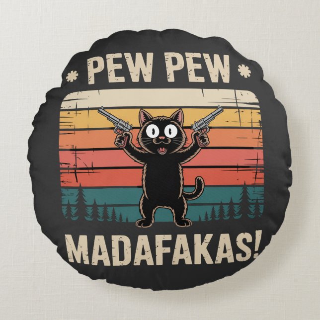 Pew Pew Madafakas Rund Kudde (Framsidan)