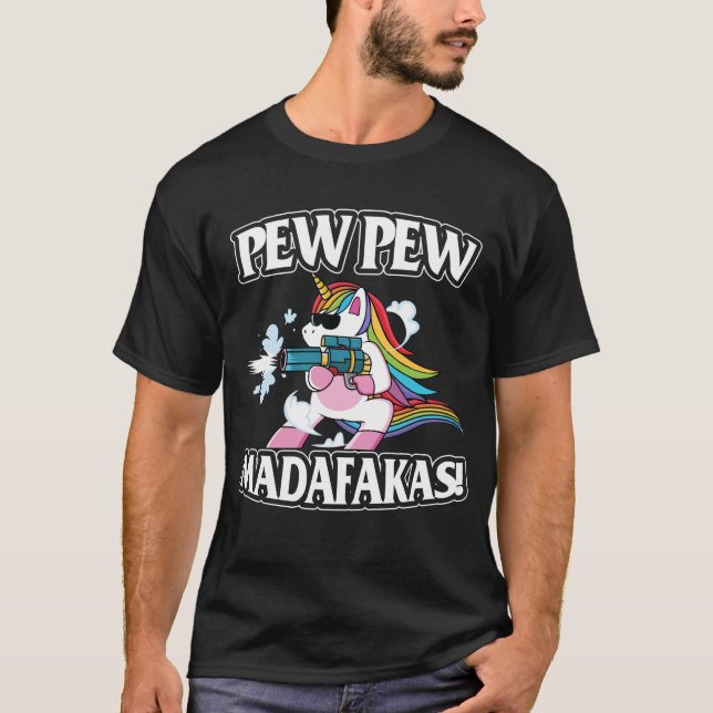Pew Pew Madafakas Unicorn Älskare T Shirt (Framsida)