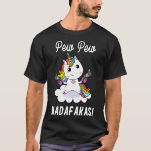 Pew Pew Madafakas Unicorn med Pistols Fantasy Pul T Shirt