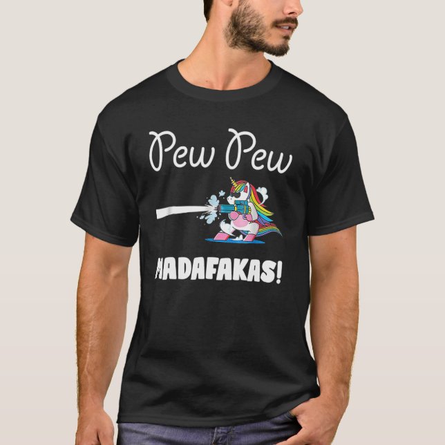 Pew Pew Madafakas Women Unicorn T Shirt (Framsida)
