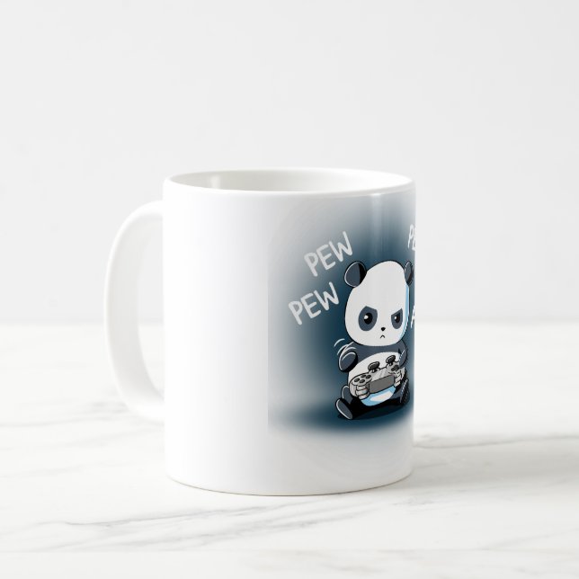 Pew Pew Panda Gamer Kaffemugg (Framsida vänster)