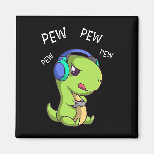 Pew Pew Pew Cute T-rex Dinosaur-spel för videospel Magnet (Framsidan)
