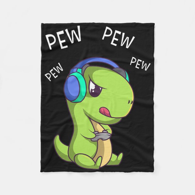 Pew Pew Pew Söt T-rex Dinosaurie Videospelare Gami Fleecefilt (Framsidan)