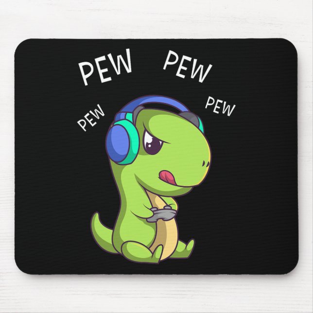 Pew Pew Pew Söt T-rex Dinosaurie Videospelare Spel Musmatta (Framsidan)
