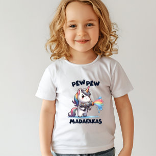 Pew Pew Unicorn Småbarn Shirt T Shirt