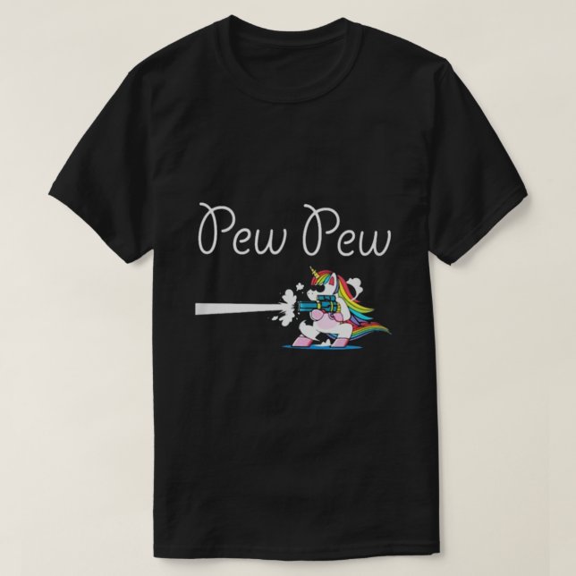 Pew Pew Unicorn T Shirt (Design framsida)