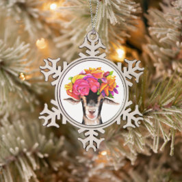 Pewter jul Ornament Posey Goat