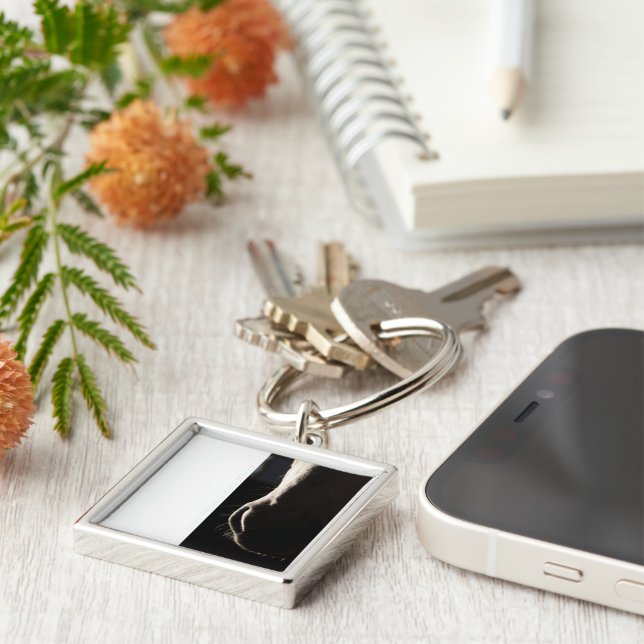 Pewter-Nyckelring Fyrkantig Silverfärgad Nyckelring (Sidan)