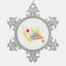 Pewter Snowflake Ornament ~ Japan-U.S. Vänskap