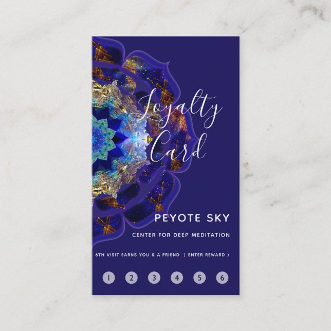 Peyote Himmel Mandala Metafysisk Marinblå Lojalitetskort (Framsida)