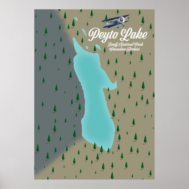 Peyto sjö Canadian Rockies karta Poster (Framsidan)