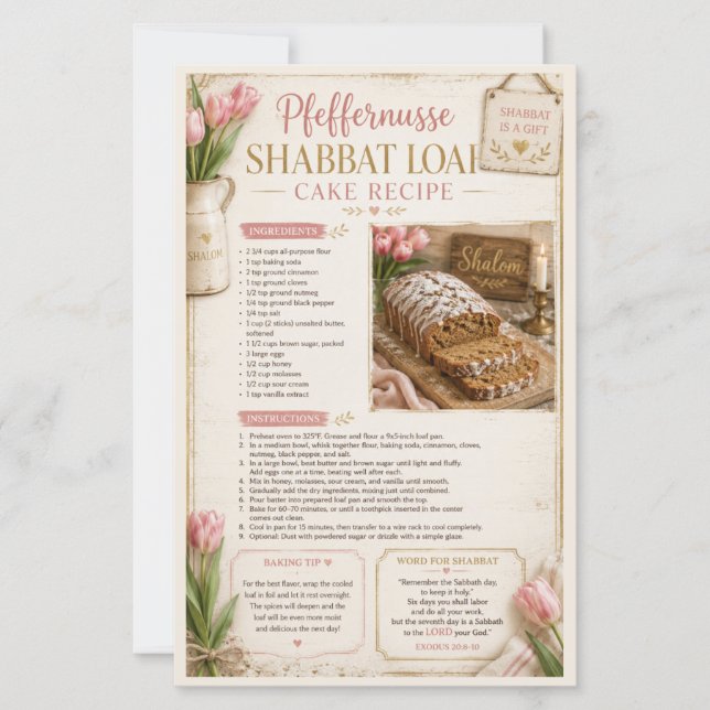 Pfeffernusse Shabbat brödkak, Blommig Rosa Rustik (Framsida)