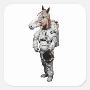 Pferd Astronaut Sticker Fyrkantigt Klistermärke