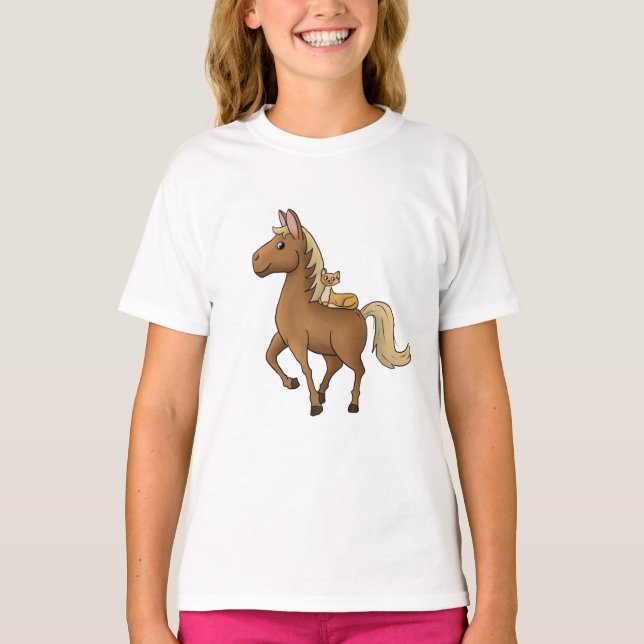 Pferd und Katze  T Shirt (Framsida)